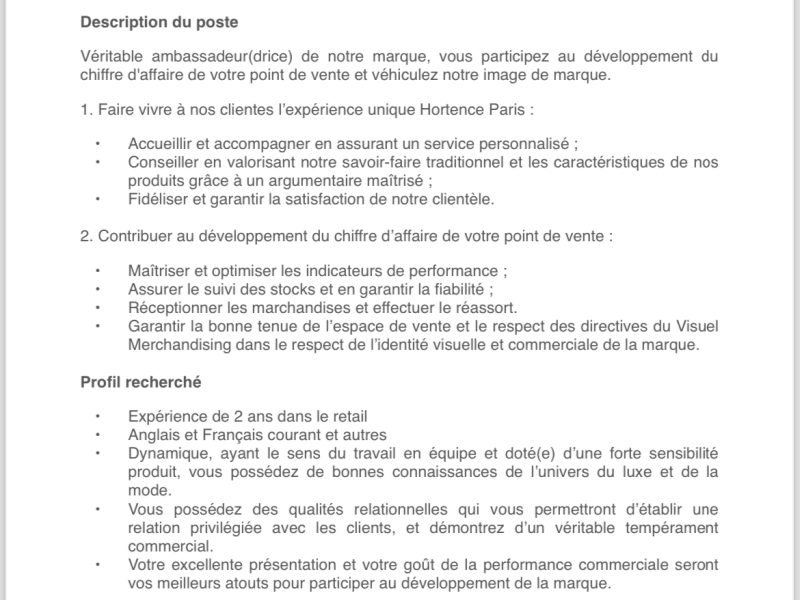 Recherche Responsable boutique PAP