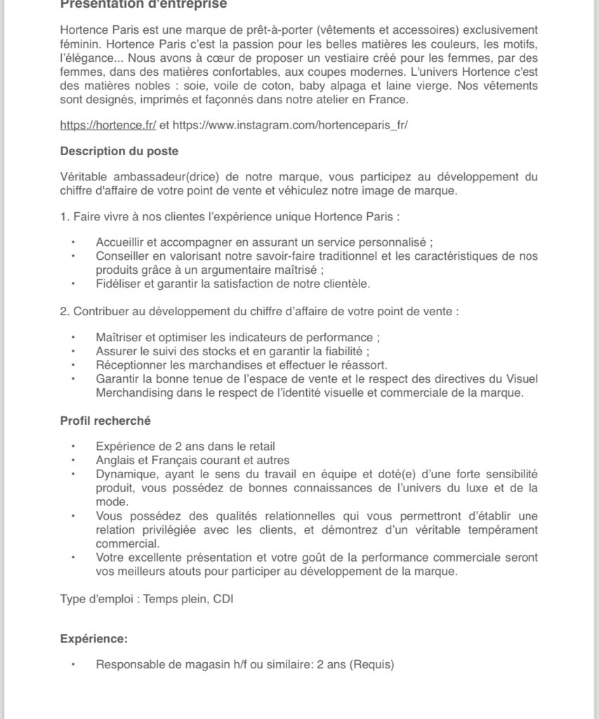 Recherche Responsable boutique PAP